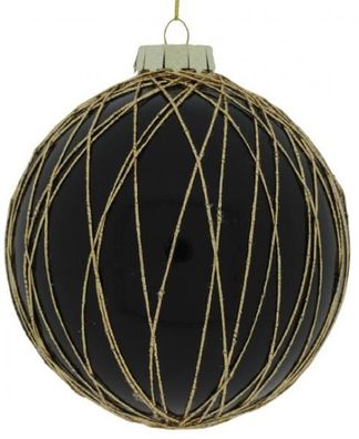 weihnachtskugel Lacie 10 cm Glas schwarz/ gold