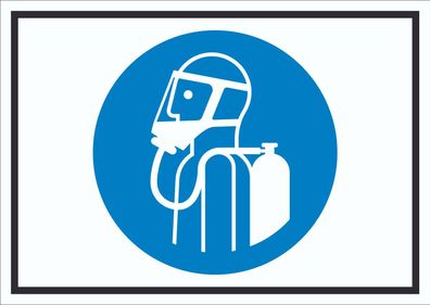 Umgebungsluftunabhängigen Atemschutz benutzen Symbol Schild
