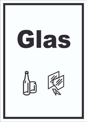 Glas Mülltrennung Schild Text Symbol Scheibe Flasche hochkant