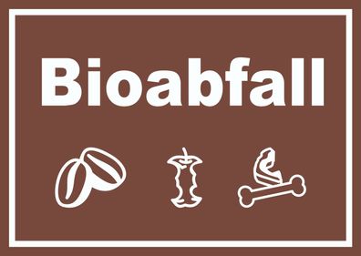 Bioabfall Mülltrennung Schild Text Symbol Essen waagerecht