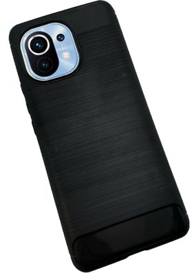 Silikon Hülle Carbon kompatibel mit XIAOMI MI 11 Case TPU Soft Handyhülle Cover ...