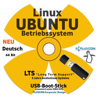 Linux UBUNTU 64 Bit aus 2023, USB, komplettes Betriebssystem in deutsch