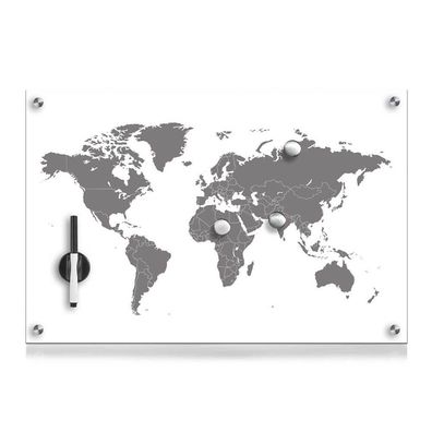 Zeller Glas-Magnettafel 60 x 40 cm - Weltkarte