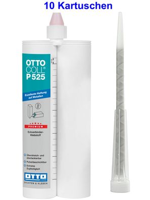 Ottocoll® P525 10 x 380ml RAL 7012 2K-Premium-Turbo-Klebstoff Für Kleben im Metallbau