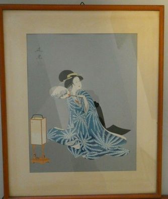 3 japanische Tuschearbeiten gestempelt signiert 19. Jahrhundert 34x28cm Y8-229