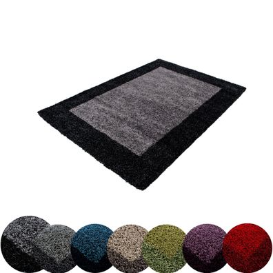 Shaggy Hochflor Teppich Carpet Bordüre Muster Wohnzimmer Schlafzimmer