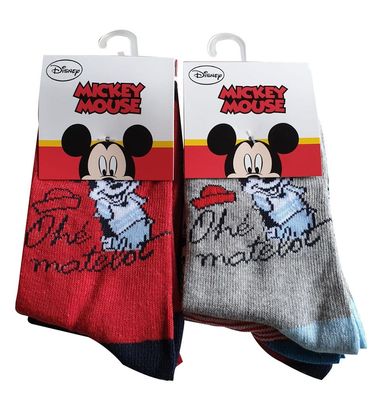 Disney Mickey Maus Ohe&acute; matelot 6er Pack Socken rot/ grau