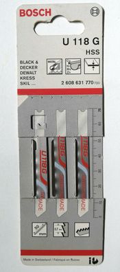Bosch Stichsägeblatt U 118 G Basic for Metal, 3er-Pack, 2 608 631 770