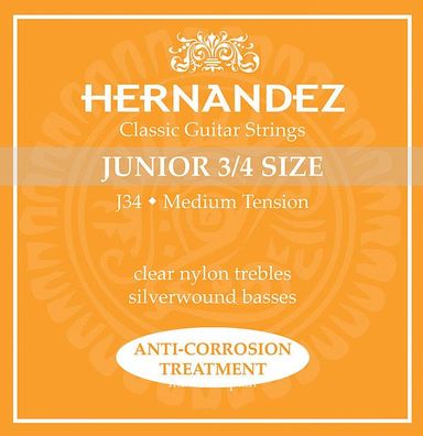 Hernandez J34 - 3/4-Gitarre, medium - Saiten für Kindergitarre