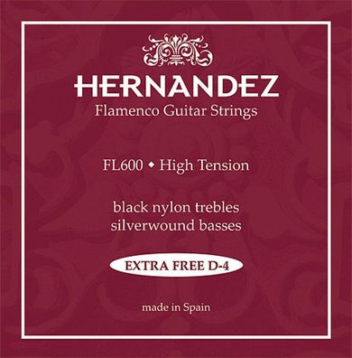Hernandez FL600 Flamenco, high mit 2x d4 Saite - Saiten für Konzertgitarre
