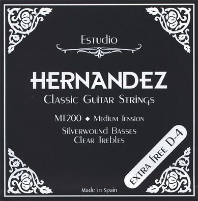 Hernandez MT200 classic, medium mit 2x d4 Saite - Saiten für Konzertgitarre