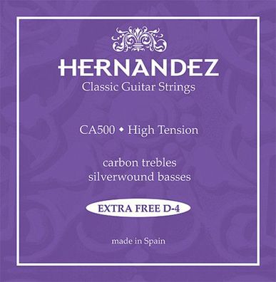 Hernandez CA500 Carbon, high mit 2x d4 Saite - Saiten für Konzertgitarre