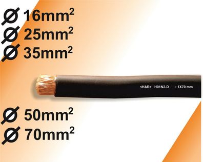 Schweißkabel H01N2-D hoch Flexibel schwarz 16-70mm² Massekabel-Schweißleitung