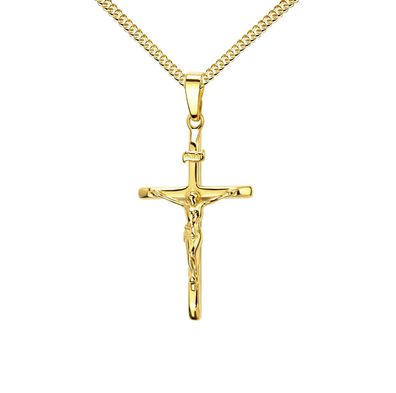 Kreuz-Anhänger Gold-Kreuz Jesus Christus mit INRI-Gravur 750 Gold 18 Karat