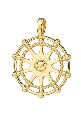 Vergoldeter Sonnen Steuerrad-Anhänger Maritim 925 Silber vergoldet Schiffsruder