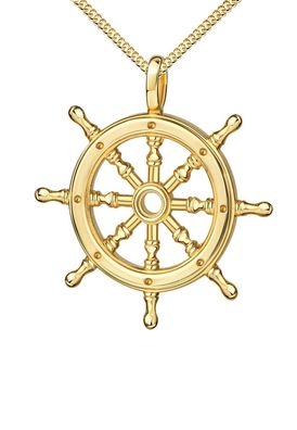 Vergoldeter Steuerrad-Anhänger Maritim 925 Silber vergoldet Schiffsruder