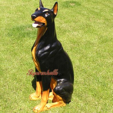Dobermann Hund Hundefigur lebensecht Dekoration gartendeko Figur Aufstellfigur