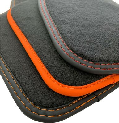 Fußmatten für Mini Paceman Velours Deluxe anthrazit Nubukband Doppelnaht orange
