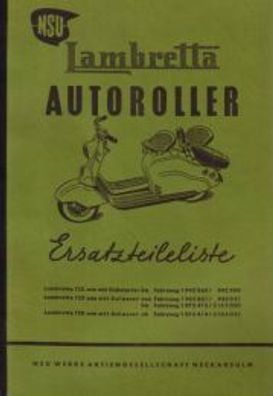 Ersatzteilliste NSU Lambretta Autoroller, Oldtimer, Klassiker