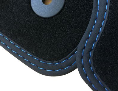 Für Mitsubishi Eclipse Cross Fußmatten Velours Deluxe schwarz Doppeln blau-blau