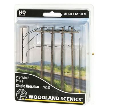 Woodland Scenics US2265 Wired Poles Single Crossbar - Spur H0 - Neu - OVP