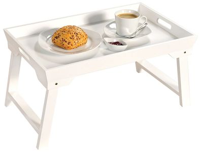 Serviertablett mit Klappgestell, Holztisch, Frühstückstablett, Tablett für Bett