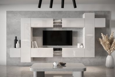 AN91 NEW Möbel für Wohnzimmer Wohnwand Mediawand Schrankwand Wohnschrank