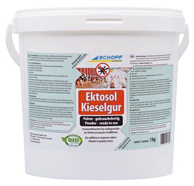 SCHOPF Hygiene® Ektosol® Kieselgur - Trockenhilfsmittel für Geflügelställe, 1 kg