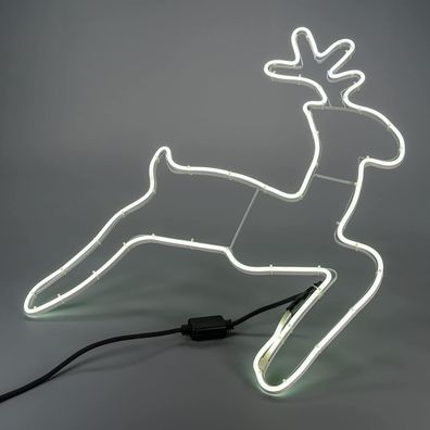 Wandleuchte Neonrentier Rentier 65x52cm 120er weiß Weihnachtsdeko XA11030