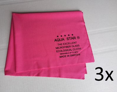 Aqua Star® Reinigungstuch - Dreierpack (identisch mit Glasswonder®) 39 x 51 cm, pink