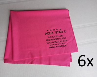 Aqua Star® Reinigungstuch - Sechserpack (identisch mit Glasswonder®) 39 x 51 cm, pink