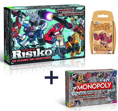Monopoly, Risiko und Top Trumps Transformers Spiele Superbundle Brettspiel Spiel