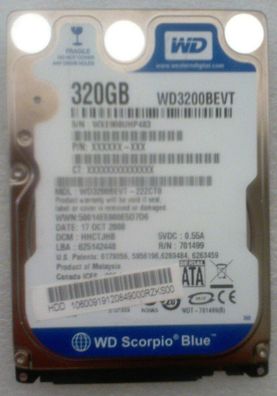 Western Digital Scorpio Blue 320GB Festplatte für Notebook, 2,5" SATA