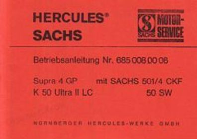 Bedienungsanleitung Hercules, Supra 4 GP, K 50 Ultra 2 LC mit Sachs Motor 50 SW
