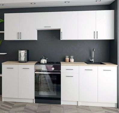 Küchenzeile L-Form Einbauküche 290x220cm grau permbroke ares black 67133944