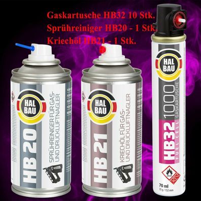 Naglersprühreiniger 150ml HB20 + Gasnagleröl 150ml HB21 + Gaskartusche HB32 10St.