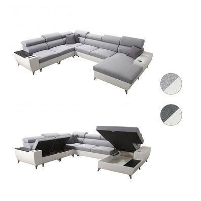 Ecksofa Eckcouch Sofa mit Schlaffunktion Bodo U Form Bettkästen Couch Wohnlandschaft
