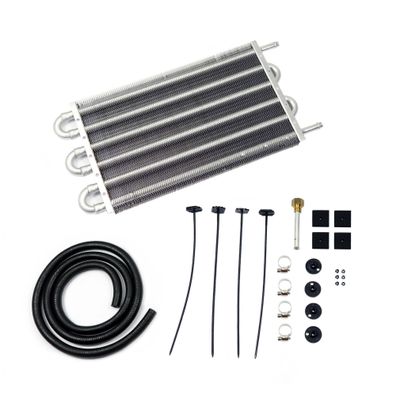 Aluminium Getriebe-ölkühler MIT Anschluss-set 6 RIPPEN SILBER 385X190X20MM