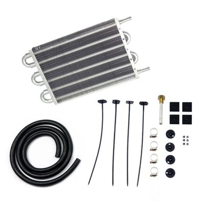 Aluminium Getriebe-ölkühler MIT Anschluss-set 6 RIPPEN SILBER 315X190X20MM