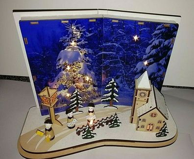 Weihnachten Deko Leucht Szene Motiv Kirche mit Batteriebetrieb als Buchform