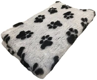 Vet Bed Hundedecke Hundebett Schlafplatz 150x100 cm grau mit schwarzen großen Pfoten
