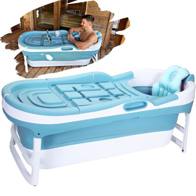 Faltbare Badewanne Erwachsene XL 146x65x52cm mit Kissen | klappbare mobile Badewanne