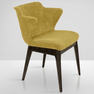 2er-Set CHLOE Bistro Stuhl | Stoff | Gelb | Holz Wenge | Gastro Restaurant Hotel Caf