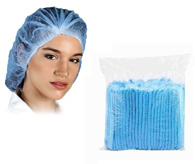 100 Stück Pack blaue PP Einweg Kopfhaube | Einweg Vlieshaube | Haarschutz | Hygiene
