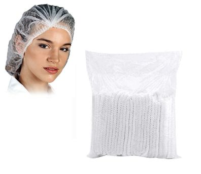 100 Stück Pack weiß PP Einweg Kopfhaube | Einweg Vlieshaube | Haarschutz | Hygiene
