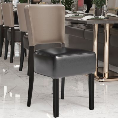 2er-Set LUCA STEEL | Bistrostuhl | Schwarz/Taupe | Leder | Gastrostühle, Bistrostühl