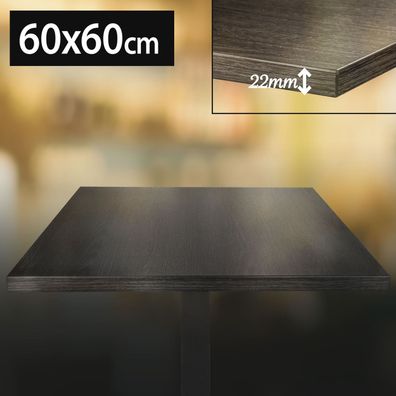 AUSVERKAUF) Bistro Tischplatte | 60x60cm | Holzstruktur Schwarz | Holz | Gastro
