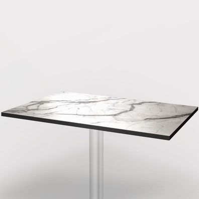 Compact | HPL Bistro Tischplatte | 120x70cm | Weiß Marmor | Gastro HPL Tischplatte