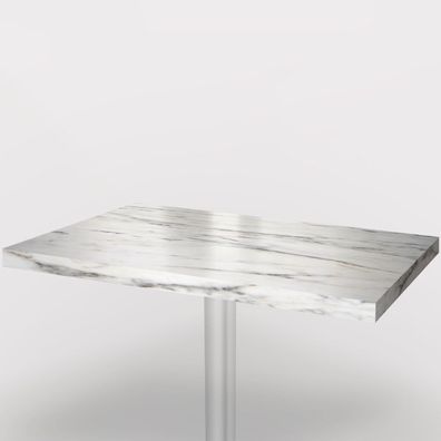 ITALIA Bistro Tischplatte | 110x70cm | Weiß Marmor | Holz | Gastro Restaurant Holzti