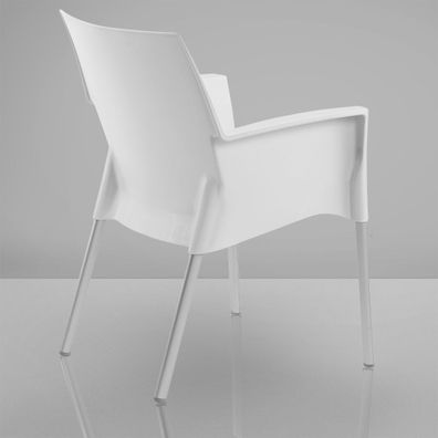 Houston Bistro Terrassen Stuhl + Armlehne | Weiß | Stapelbar | Garten Terrasse Stühl